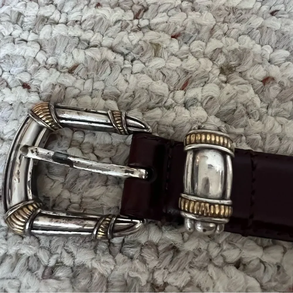 Vintage Fossil Brown Leather Belt With Ornate Buckle